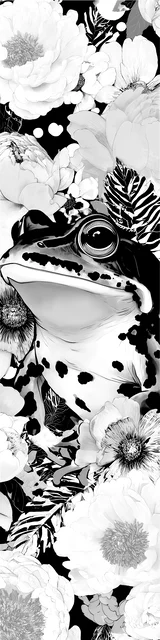 Free printable frog bookmark to color featuring a black and white frog